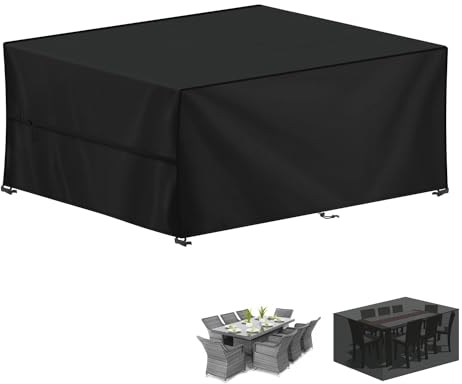 LAMUNI Large Garden Furniture Covers, 240x180x75cm Outdoor Garden Furniture Set Cover, 420D Oxford Patio Table Covers Waterproof Patio Furniture Covers for Outside Chair and Table Rattan Sofa Cover