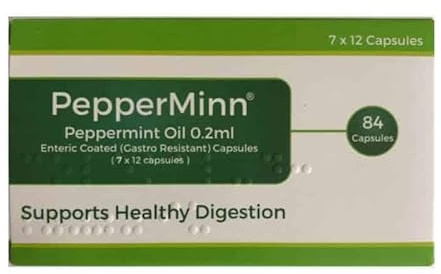 Peppermint Enteric Coated Oil - 84 Soft Gel Capsules (0.2ml Each), Gastro-Resistant Natural Soothing Mint Sealed in Hygienic Blister Strips Supports Healthy Digestion