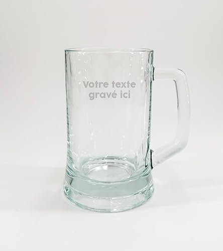 Monsieur TSHIRT Chope de Bière Gravée Personnalisable - Texte ou Nom Personnalisé