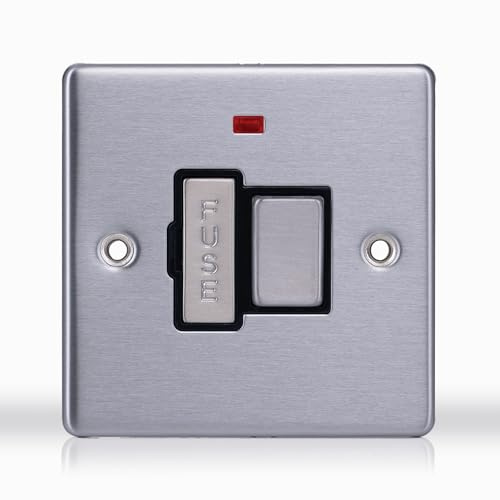 Status Fused Spur Switch, 13 Amp, Single Stainless Steel Connection Unit, 1 Gang, Switched, Pack of 1 (SSS13AFSS4)