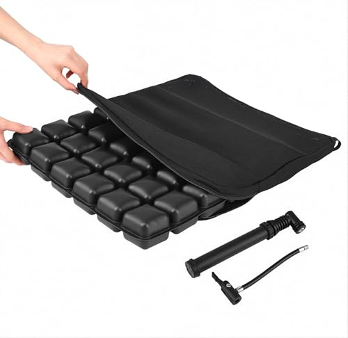 Mathgetin Cojín de asiento inflable de aire con bomba, alivio de úlceras por presión, cojín de asiento ajustable para alivio del dolor de coxis, espalda y ciática, cojines de gofre de 16.5 x 16.5