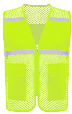 LiiYii Vêtements De Travail Respirants En Maille Pour Hommes Gilet De Sécurité Réfléchissant Pour Activités De Travail Et De Sport Jaune fluo M