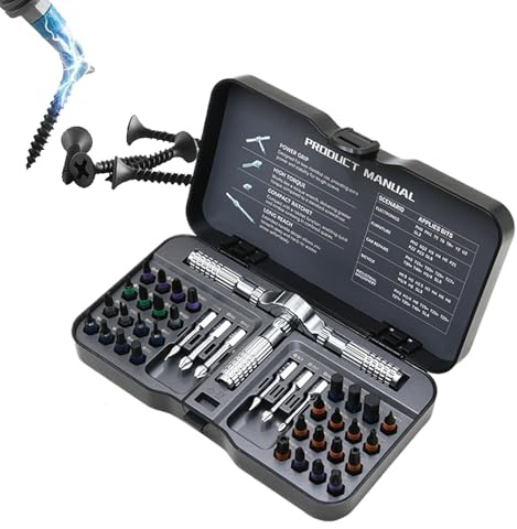 Amesor Llave de Carraca, Kit De Puntas Para Reparaciones, Precisión 40 en 1 Magnético para Electrónica Fontanería Construcción Muebles Automoción y Carpintería