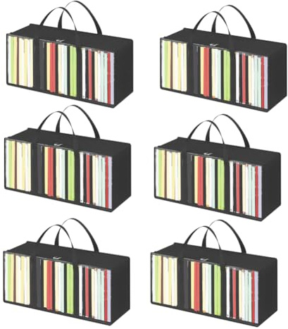 Qusedwey Bolsas para Guardar DVD (6 Unidades), Organizador de CD de PVC Transparente con Asas y Cremallera, Soporte para Medios.