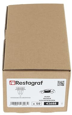 Restagraf - Agrafe de Fixation Carrosserie - Spécial Panneau pour Garniture Intérieure & Porte - Compatible avec Audi, Škoda, Volkswagen - Réf. 42688 - Boîte de 50