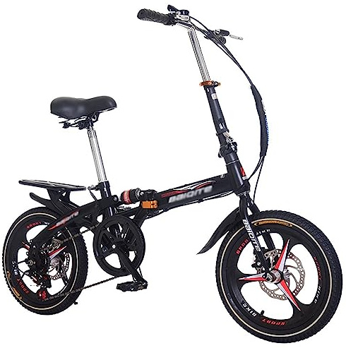 Bicicletas Plegables, Bicicleta Urbana, Cambio de 6 velocidades, Bicicleta Urbana fácil de Usar con Freno de Disco, para Adultos/Hombres/Mujeres, A, 16 Pulgadas