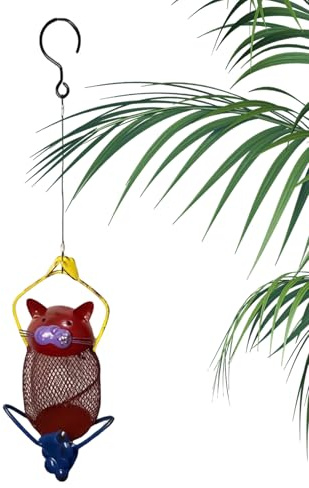 Distributeur de Nourriture pour Oiseaux,Station À Cadre Métallique en Forme De Chat - À Crochet Anti-Écureuils pour Petite Mangeoire Colibris | pour Jardin et Observation de la Faune en Extérieur