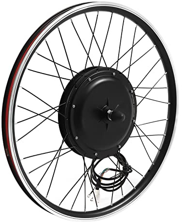 Kit de conversion de vélo électrique 26 pouces 48 V 1000 W pour roue avant, kit de conversion de vélo électrique avec moteur à moyeu sans balais, sacoche de contrôleur, poignée d'accélérateur, poignée