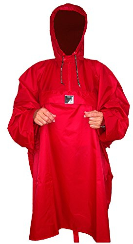 HOCK Wander Regenponcho 'Wetter AS Klima' mit Langen Ärmeln - Der Atmungsaktive Outdoor Poncho für Damen und Herren - Regencape mit weitem Schnitt (Rot, über 185cm)