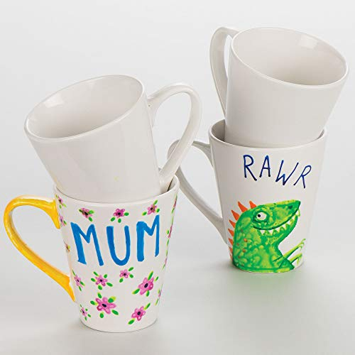 Baker Ross Grandes tasses en porcelaine à personnaliser - Paquet de 4 - Matériel créatif pour enfants et adultes - version anglaise