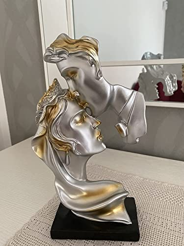 NORHOR Couple Statue Creative Kiss Sculpture Abstract Art Couple Sculpture Home Furnishing Resin Decoration Romantic Statue Used for Home Decoration, Wedding, Gift.(Grey)