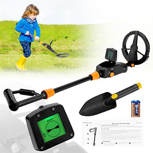 Metalldetektor Kinder, Leichter Metalldetektor mit Wasserdichter Suchspule, Einstellbarer Hochempfindlicher Junior Metalldetektor mit LCD und Sound für Anfänger bis hin zu schatzsuchenden Goldgräbern