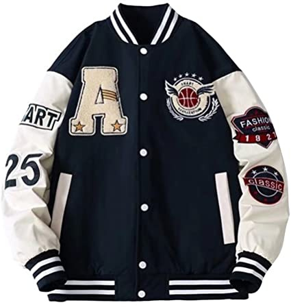 Yesgirl Giacca da Baseball da Uomo College Giacca Unisex Bomber Jacket Cappotto Varsity Jacket Oversize Sportiva Jackets Vintage Streetwear Outwear Autunno