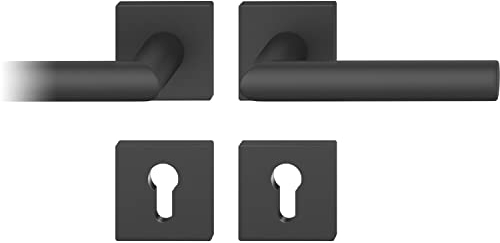 FSB Drückergarnitur 12 1076 ASL auf Rosette eckig PZ, schwarz matt