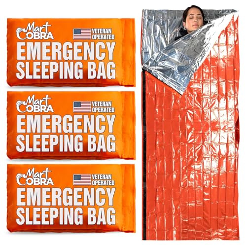 Emergency Sleeping Bag 3 Pack | for Survival Gear and Supplies Life Bivy Sack Waterproof Mylar Emergency Blankets for Survival Kit Car Camping Gear Hiking Tac Bivvy Go Bag Supplies Sleep Sacks Shelter