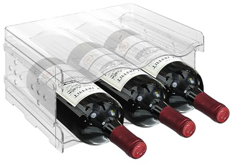 FYting Flaschenregal Kühlschrank Flaschen Organizer,Weinregal Stapelbar,Dosenregal,Transparenter Flaschenhalter Kühlschrank für Strohhalmbecher Trinkflasche Wasserflasche Sport (6 Flaschen)