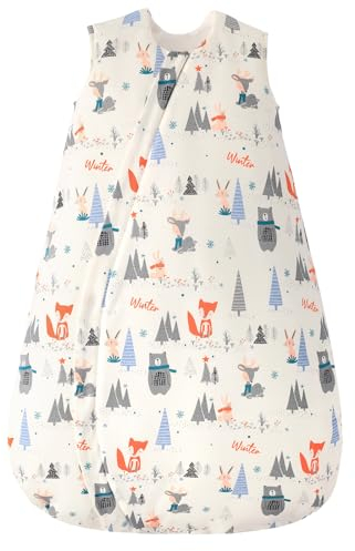 Looxii Baby Schlafsack Winter Baumwolle Winterschlafsack 3.0 TOG Schlafsäcke Warm Babyschlafsack Neugeborene für Herbst Winter Wald 6-12 Monate