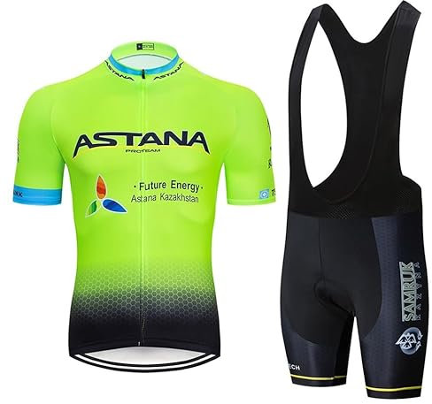 LIFE ESSENTIALS Hombres Jersey Fluor + Pantalones Cortos Mangas Cortas de Ciclismo Ropa Maillot Transpirable para Deportes al Aire Libre (XL)