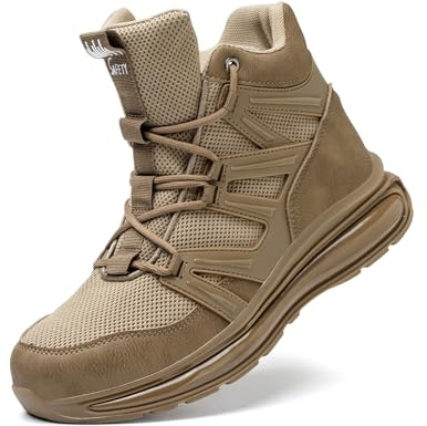 IYVW ABLFZ318 Chaussures de Sécurité Antidérapante Basket de Securite Basse Confortable Chaussures de Travail avec Embout de Protection en Acier Marron 41 EU