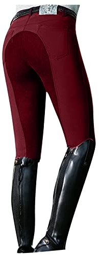 OBiQuzz Reitleggings Damen Vollbesatz Silikon Und Taschen, High Waist Reithose Damen Mädchen Stretch Mit Gürtelschlaufen, Elastischer Beinabschluss REIT Leggings Mit Handytasche