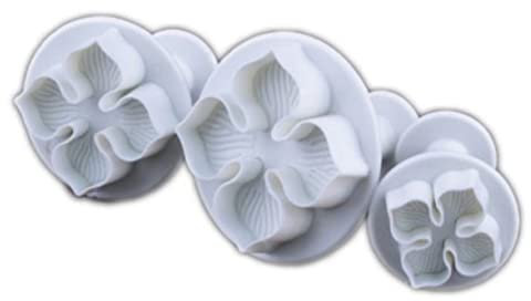 Cabilock 3piezas Cortadores Fondant Con Émbolo Forma De Molde De Plástico Alimentario Blanco Para Decoración De Pasteles y Galletas
