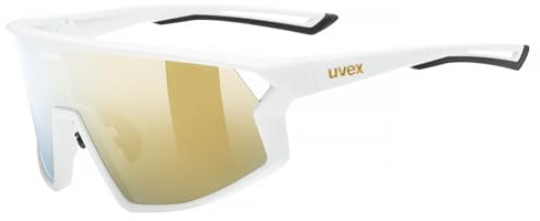 uvex skyryse - Sportbrille für Damen und Herren - starker Schutz vor Sonnenstrahlung - direkte Rahmenbelüftung - white matt/gold mirror - one size
