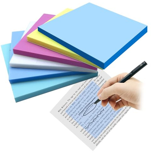 MUWINC Note Adesive Trasparenti - 300 fogli di Segnalibro 75x75mm, per Libri, Ufficio e Scuola(5 Colori)