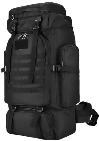 CINGHI LUSSO Senderismo Mochila 80L Mochila para Hombres Mujeres Mochila Táctica Militar Impermeable Molle Mochila Grande para Camping Viajar Trekking Supervivencia al aire libre(Negro)