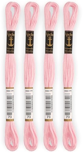 Anchor - Set di 4 matasse Stranded Cotton Mouliné | 100% cotone | Filo da ricamo, punto croce, tela | colore rosa chiaro | Rif 4635000-4EA_00073