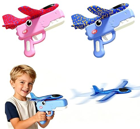 KQWVZ 2 stycken Polystyren Flygplan För Barn, Polystyren Segelflygplan, Leksaksflygplan med Katapult, Polystyren Flygplan för Utomhus, Barn Födelsedags- och Julklapp