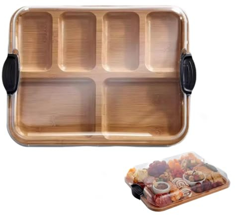 Planche À Charcuterie Couverte, Set Aperitif Plateau À Charcuterie en Bois avec Couvercle, Élégant De Service De Cuisine, Plateau Apero Polyvalent pour Les Fêtes