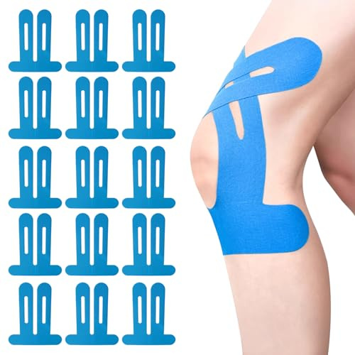 Nastro kinesiologico 15 pezzi, nastro kinesiologico, nastro pre-tagliato impermeabile ed elastico, nastro kinesiologico, nastro fisiologico, nastro kinesiologico per ridurre il dolore