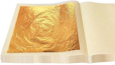 HONRIGO Gold Leaf Sheets – 10 pcs (6 cm) Gold Foil for Cakes, Desserts, Chocolates, Cake Decoration & Art Craft