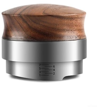 NbgrvB Herramienta niveladora y niveladora de café de acero inoxidable con mango de madera de nogal para máquinas de espresso, tamaños de 51 mm y 58 mm