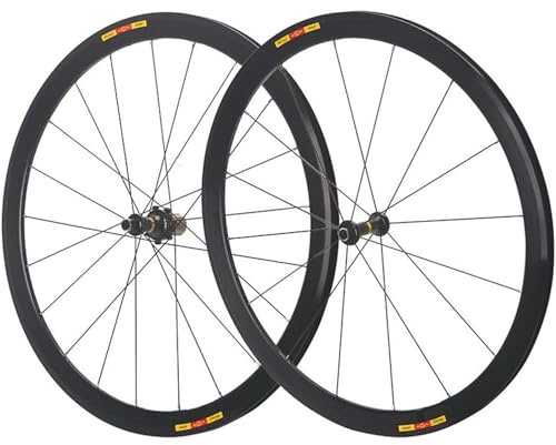 KUNYOS Llanta De Bicicleta De 40/50 Mm 700C De Aleación De Aluminio Juego De Ruedas De Bicicleta De Carretera Freno De Llanta Juego De Ruedas Rueda Trasera Rueda Delantera Radios 16/21,Negro,40mm