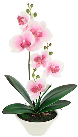 Orquídea Artificial Blanca de 30 cm en Maceta, orquídea Artificial Realista con Flores y capullos, Planta Artificial Phalaenopsis – Planta Decorativa de fácil Cuidado para salón, Oficina y baño