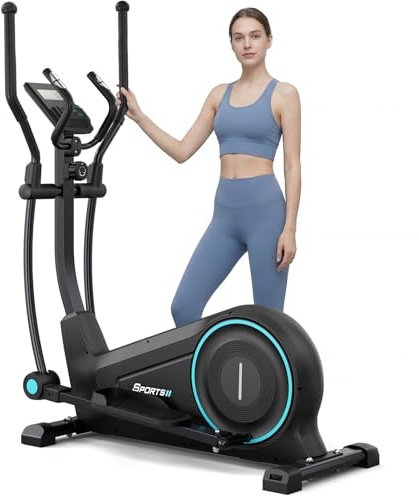 Dripex Vélo Elliptique pour la Maison Ultra Silencieux, 16 Niveaux de Résistance Magnétique, Écran LCD, Supporte Jusqu’à 120 kg, Appareil de Cardio pour Entraînement Corps Complet