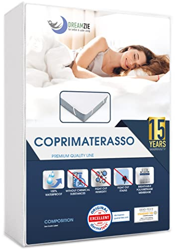 Dreamzie - Protector de colchón (135 x 190 cm, Impermeable, Certificado Öko-Tex, Transpirable)