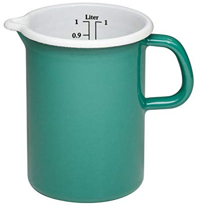 Riess, 0338-111, Küchenmaß Ø 9cm, NATURE GREEN DARK, Grün, Emaille, Vol. (rec.): 1,0 Liter, Made in Österreich, LBH: 16,3x11,5x14,9cm, 0,431kg, Deckel, Induktionskocher kompatibel, Ofenfest