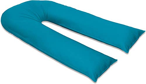 Housse de coussin en forme de U pour grossesse, maternité, allaitement, housse de coussin complète (bleu sarcelle, 120 m U taie d'oreiller uniquement)