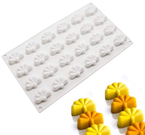 XiaoShenLu Mousse Moules en Silicone pour gâteau, Moule 3D pour Glace Chocolat Pâtisserie Dessert, 24 Trous Forme de Cinq pétales