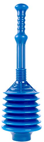 JS Jackson Supplies Professional Bellows Accordion Toilet Plunger, High Pressure Thrust Removes Heavy Duty Clogs from Clogged Bathroom Toilets, All Purpose Power Plungers for Bathrooms, Cobalt