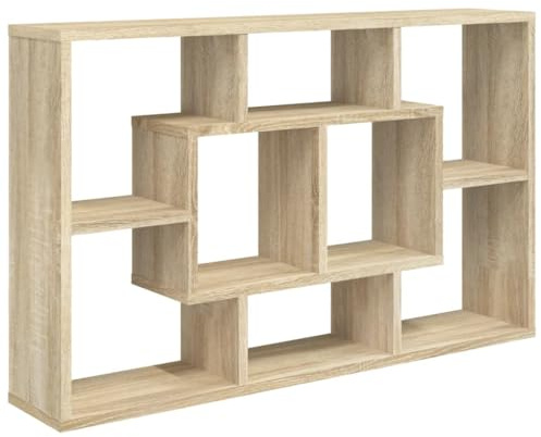vidaXL Mensola da Parete 85x16x52,5 cm, Legno ingegnerizzato, Rovere Sonoma, Mensola sospesa, Espositore da Muro, Contenitore CD & Libri, Battiscala Decorativo, Arredo Soggiorno, Organizer casa