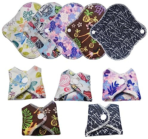 SOESFOUFU 1uppsättning Delars Återanvändbara Menstruationsskydd i Bambukol Vattentåliga Och Tvättbara Inkluderar Pads Och Handväska Med Slumrande Mönster Högabsorberande Och