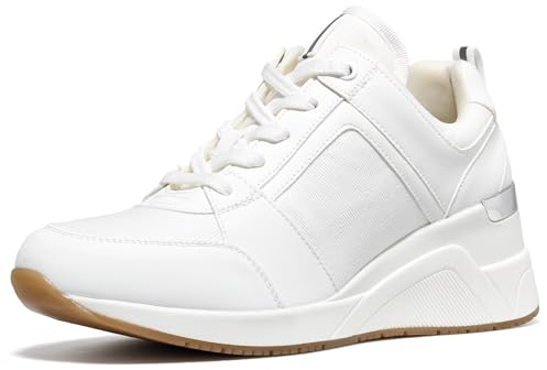 Cestfini High Heel Wedge Sneakers for Women Dressy Hidden Wedge Tennis Shoes Lightweight Fashion Heeled Sneakers Lace Up Women White PGYDX06W-174-RT-ALLWHITE-9