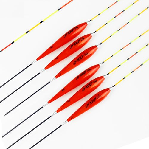 Hezhou Set di 6 pose da pesca per galleggianti, set da pesca pronto per la pesca, 3 diversi set da pesca completamente montati, set di pose da pesca, pesca notturna (arancione)