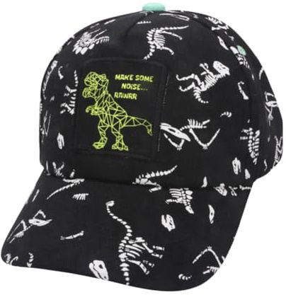Kids Dinosaur Printed Baseball Cap, Adjustable Snapback Washed Distressed Vintage Retro Cotton Sun Hat for Boys Girls