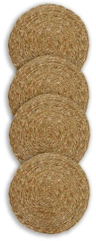Handmade Reed Extra Large Round Placemats, Hand Woven Table Mat Set, Cafe Table Decor Mats Pack, Gust Hotel Bedroom Decor Large Coasters (4)