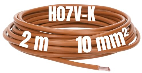 Kalitec 2 metros H07V-K 10 mm² marrón cable flexible I cableado hostil I cable para armario eléctrico