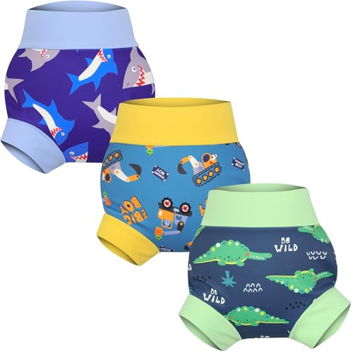 FLYISH DIRECT Babysimblöja, återanvändbar simblöja för spädbarn och småbarn, 3-pack för pojkar och flickor | 3-pack, läckagesäker